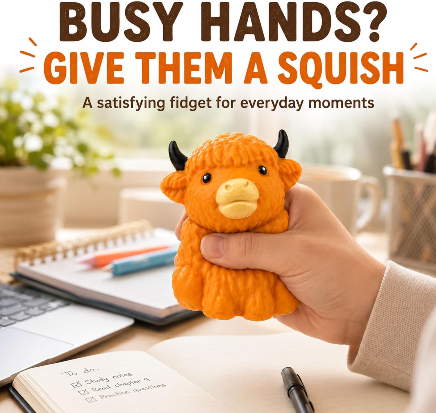 Random Highland Cow Squishy Fidget Toy - 9cm