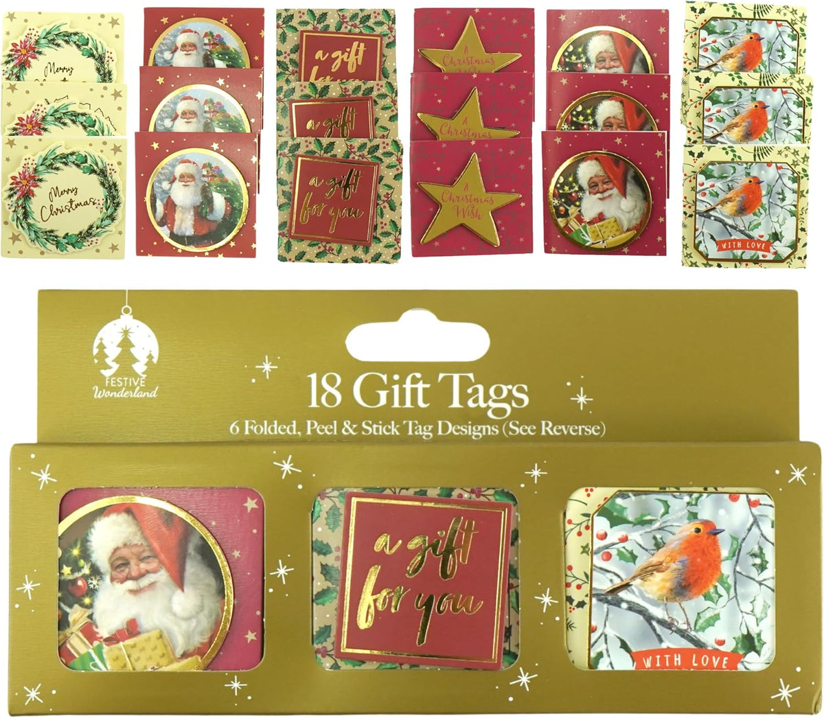 6cm Mini Hand Finished Christmas Gift Tags 18Pcs