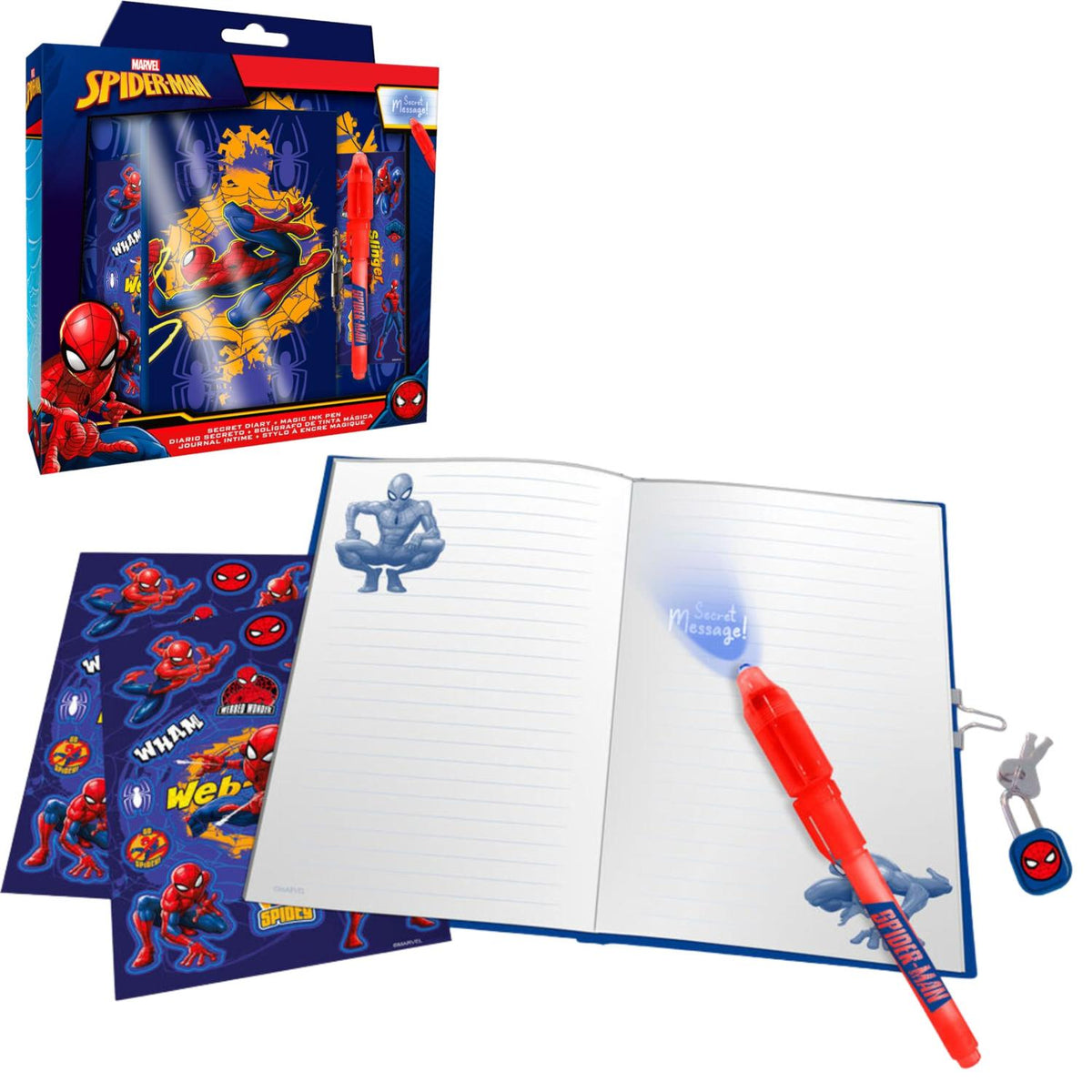 Spider-Man Kids Licensed Secret Diary & Magic Ink Pen Stationery Set