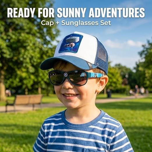 2pcs Kids Cap & Sunglasses Set
