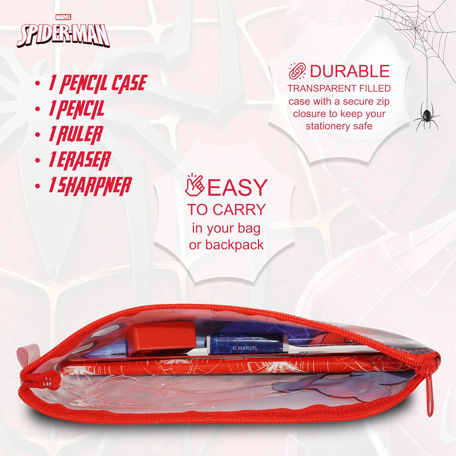 5Pcs Kids Stationery Set with 18cm Pencil Case