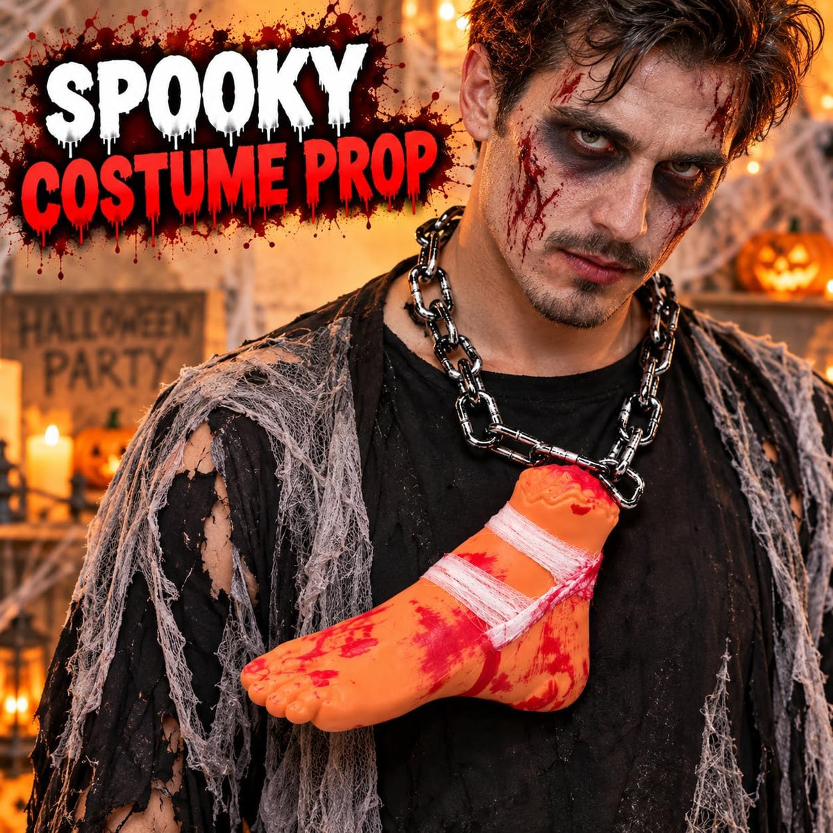 Halloween Severed Foot Decoration with Plastic Chain