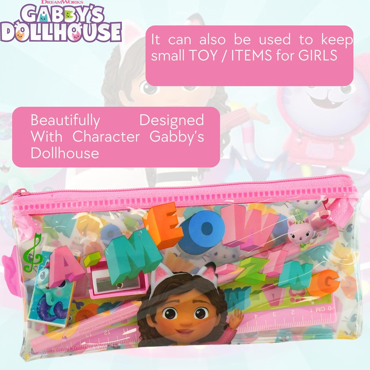 5Pcs Kids Stationery Set with 18cm Pencil Case
