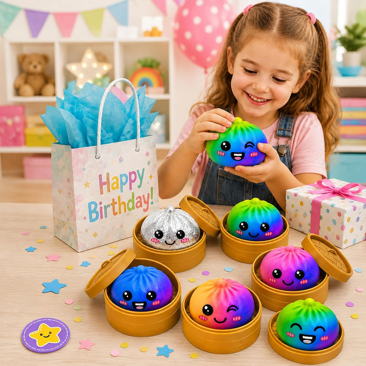 8.5cm Rainbow Dumpling Squishy Toy (Super Rare Silver Glitter) – view 8