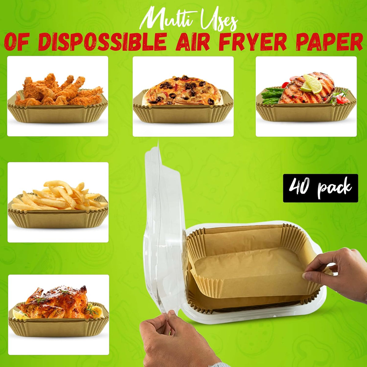 20cm Square Air Fryer Liners 40Pcs – view 4