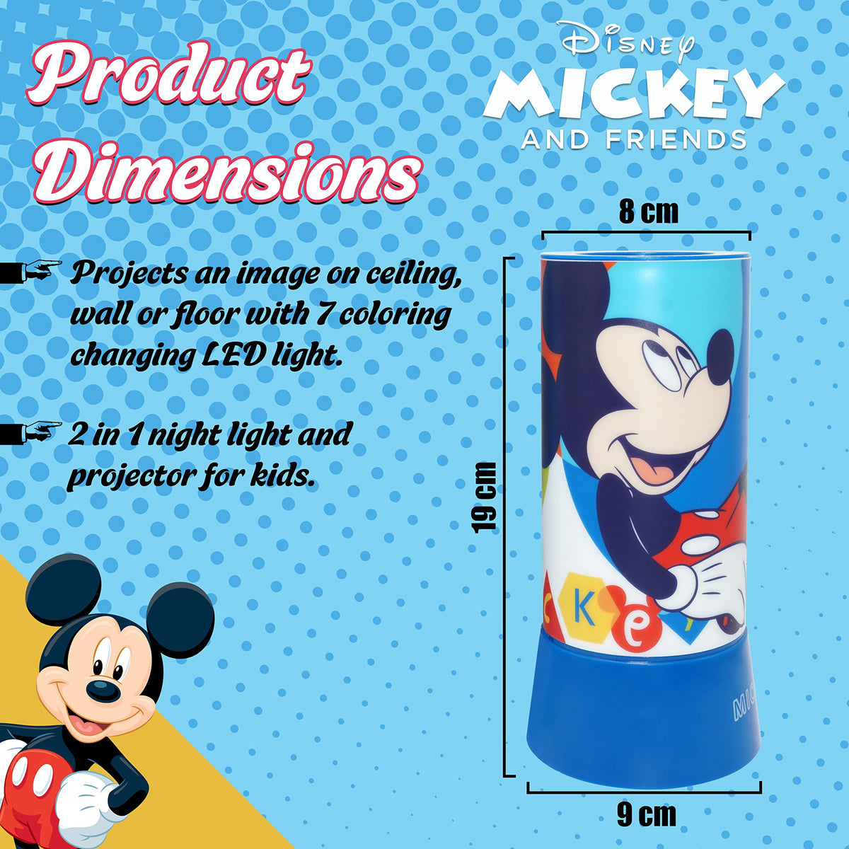 Disney Mickey Mouse Kids Licensed 19cm LED Projector Lamp – view 7