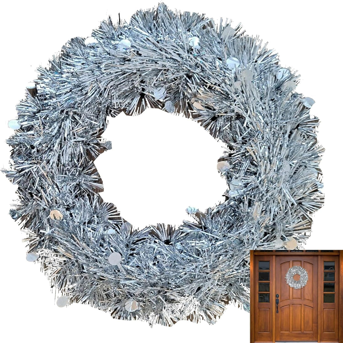 Christmas Home Door Tinsel Wreath 21cm