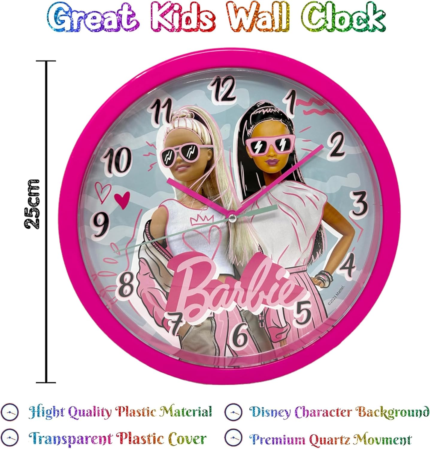 Children Modern Wall Clock Battery Operated, Wall Decor Gift for Kids