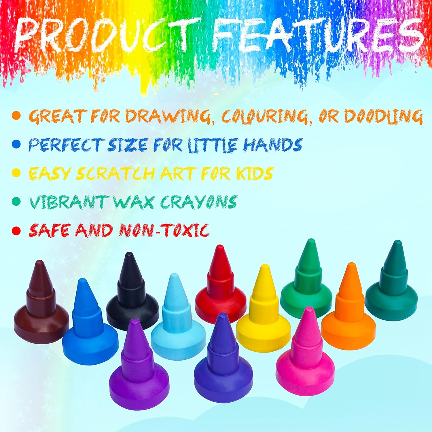 Stackable & Washable Easy Grip Crayons