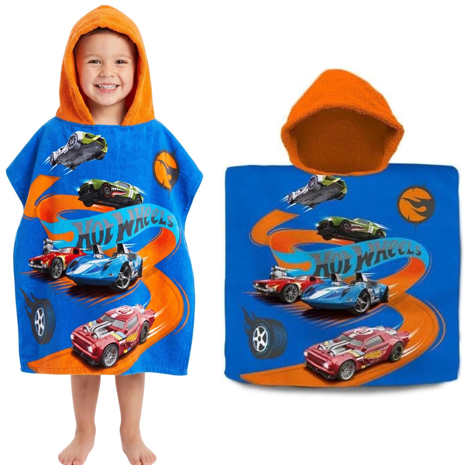 Kids Hooded Towel Poncho Cotton 120cm - Assorted
