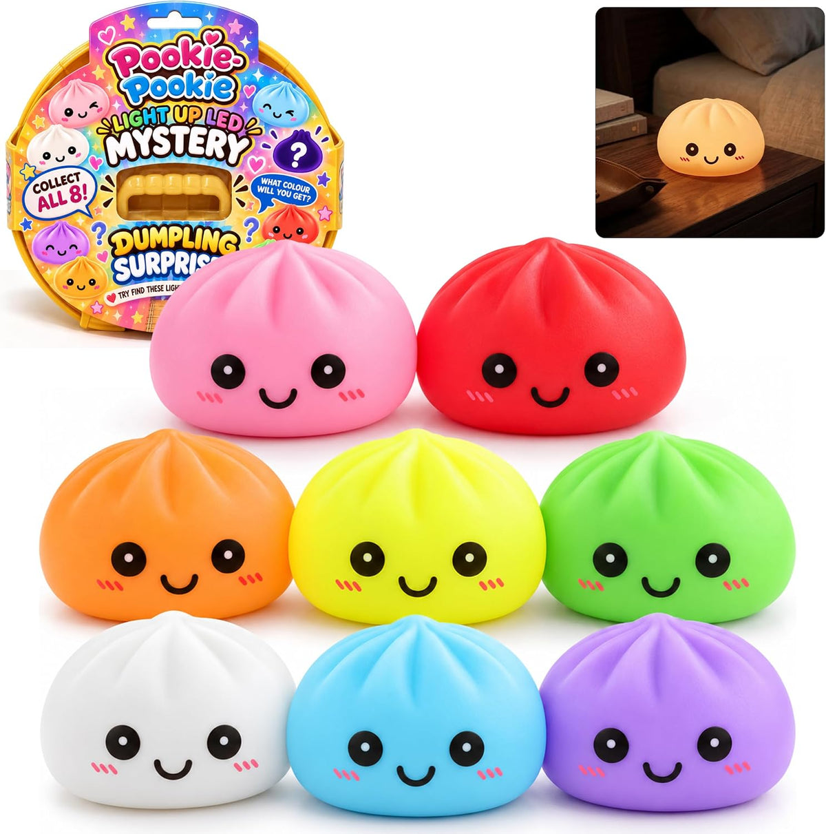 LED Light Up Squishy Dumpling Toy - 8.5cm