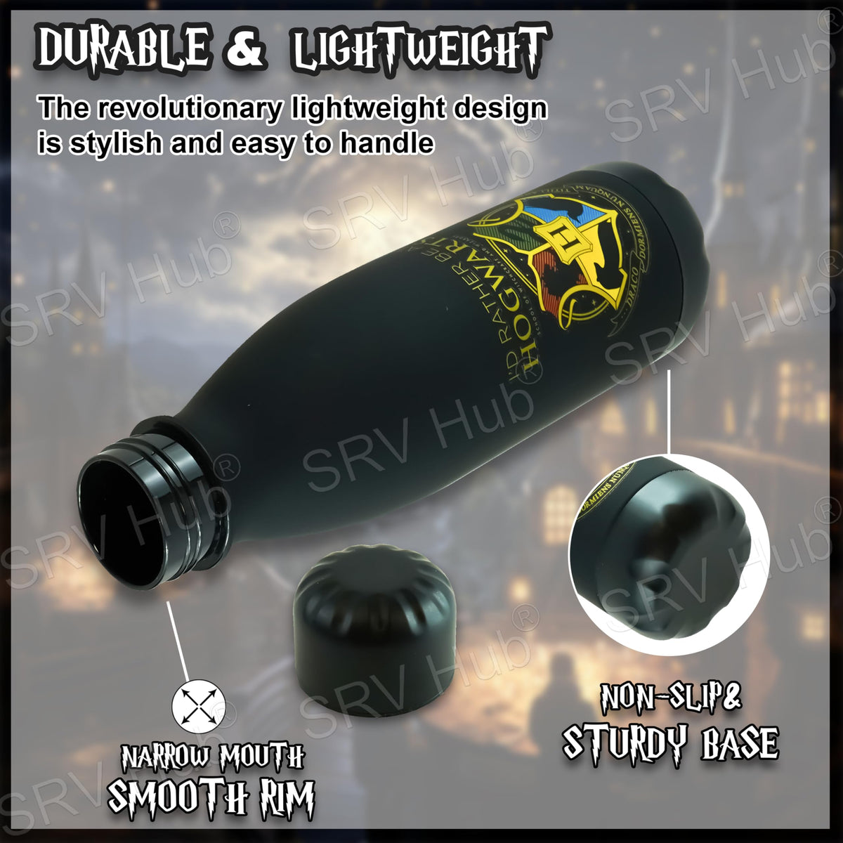 Harry Potter Black Kids Licensed 650ml Soft Touch Leak-Proof Water Bottle – view 4