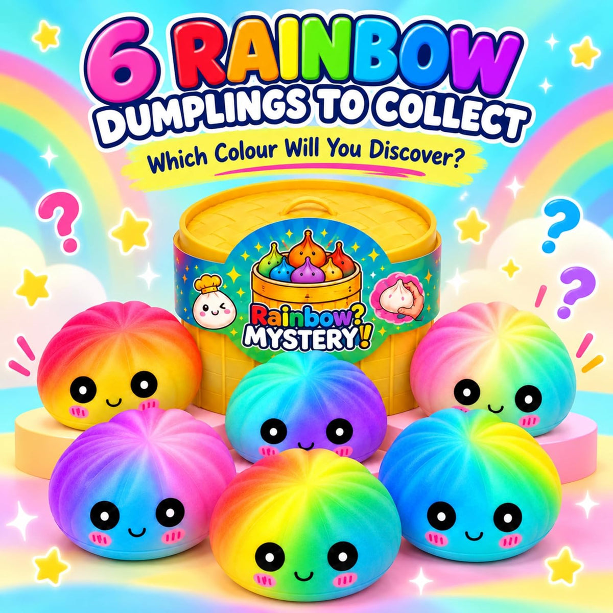 Slow Rise Rainbow Squishy Dumpling - 8.5cm