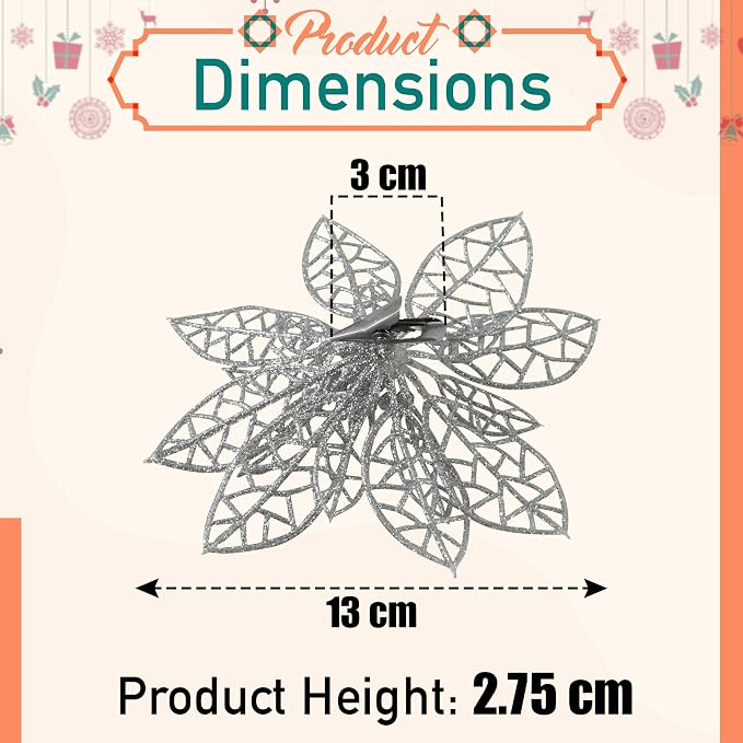 2Pcs Christmas Poinsettia Ornaments 15cm