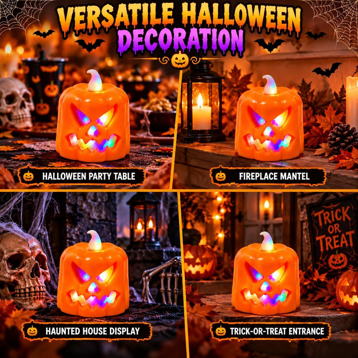 Halloween Pumpkin LED Candle Light 7cm