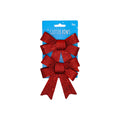 Xmas Glittered Sequin Bows 2Pcs - Red