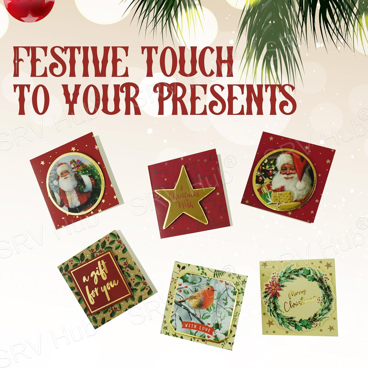 6cm Mini Hand Finished Christmas Gift Tags 18Pcs