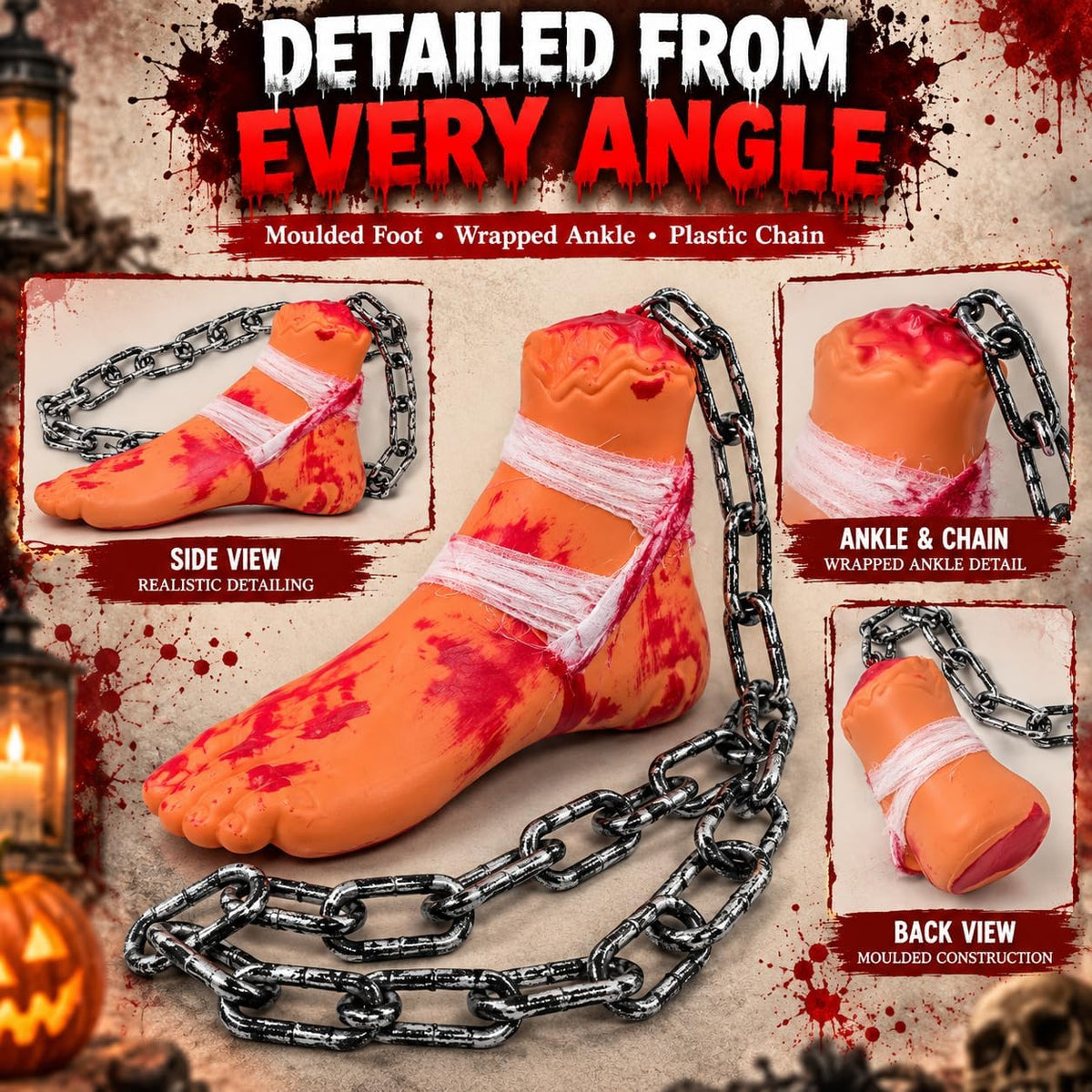 Halloween Severed Foot Decoration with Plastic Chain