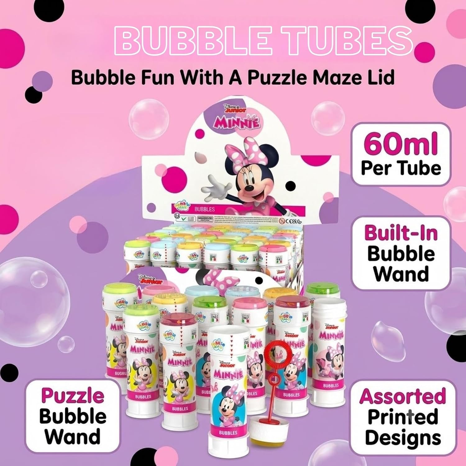 Minnie Mouse 12Pcs Bubble Tubes with Wand