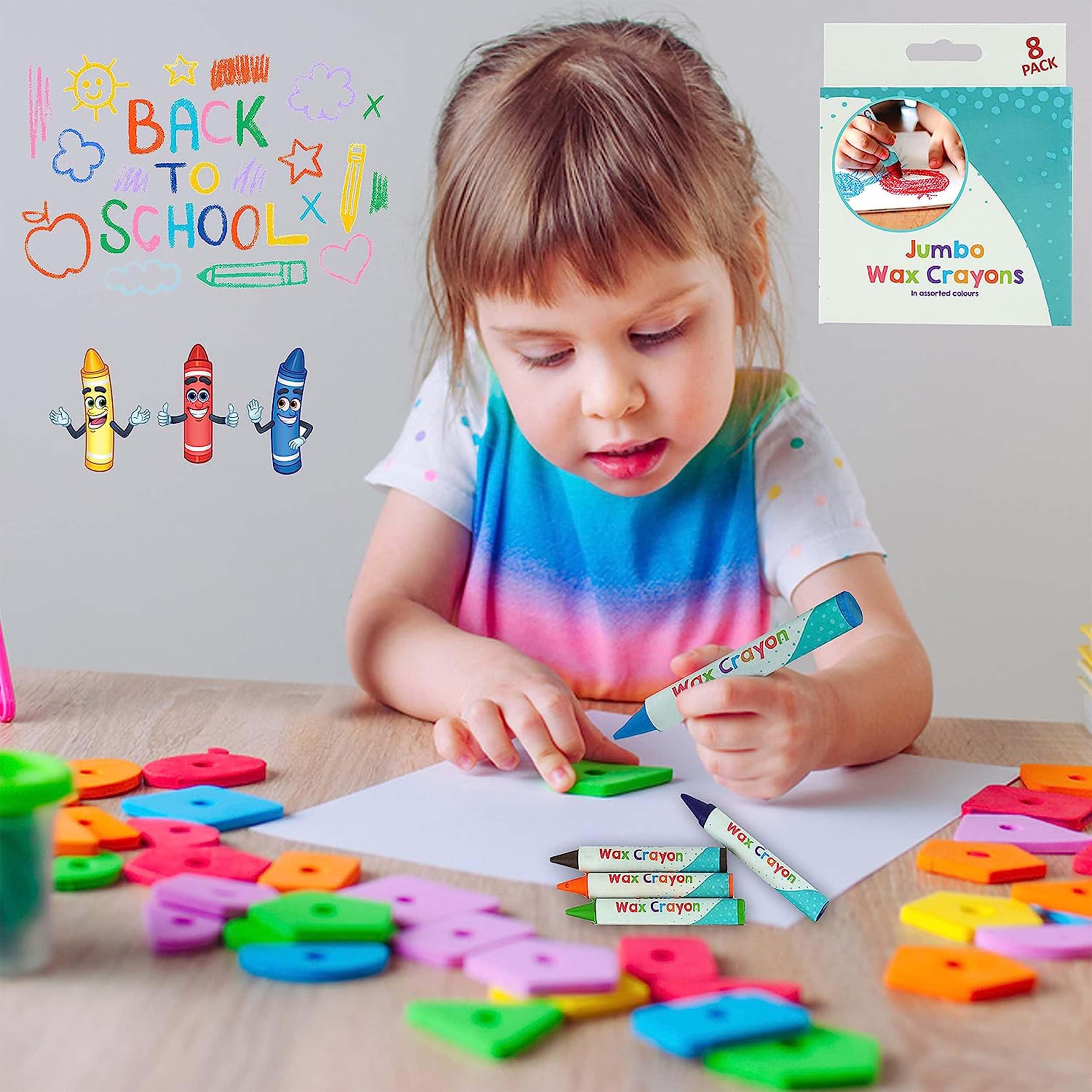 Washable & Easy Grip Jumbo Wax Crayons for Preschoolers