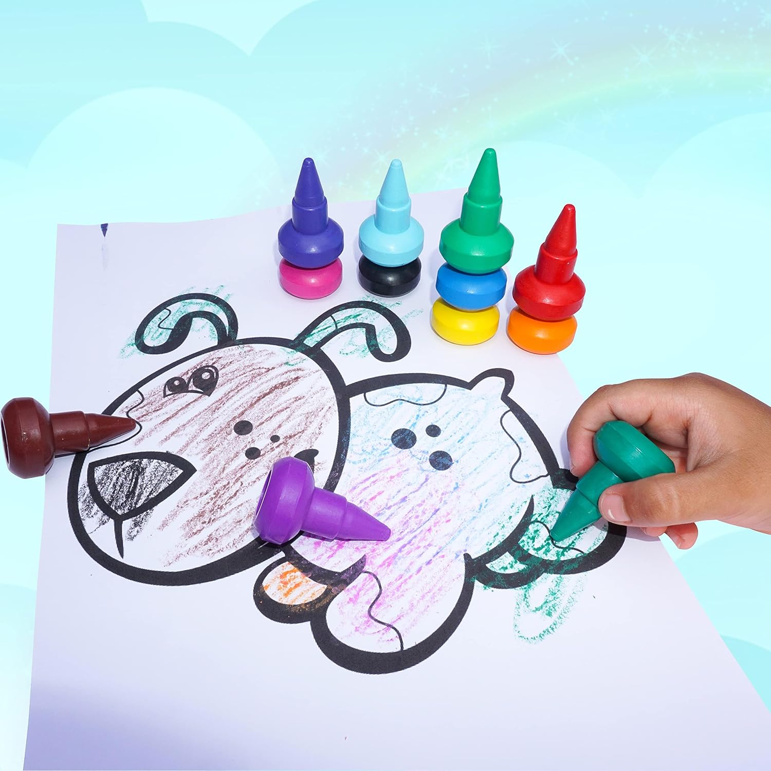 Stackable & Washable Easy Grip Crayons