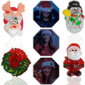 4x Christmas LED Flashing Brooches - (Santa, Reindeer, Wreath, Snowman)