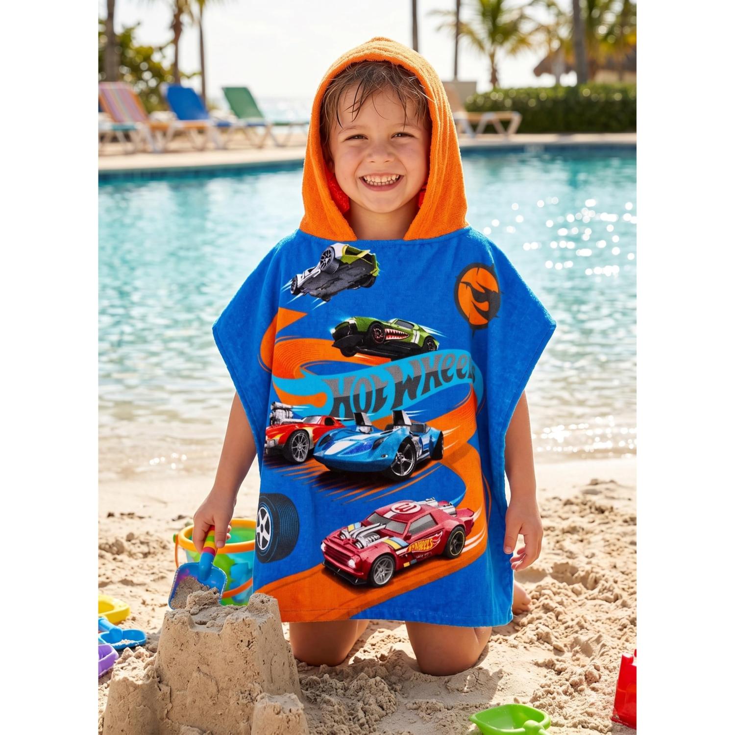 Kids Hooded Towel Poncho Cotton 120cm - Assorted