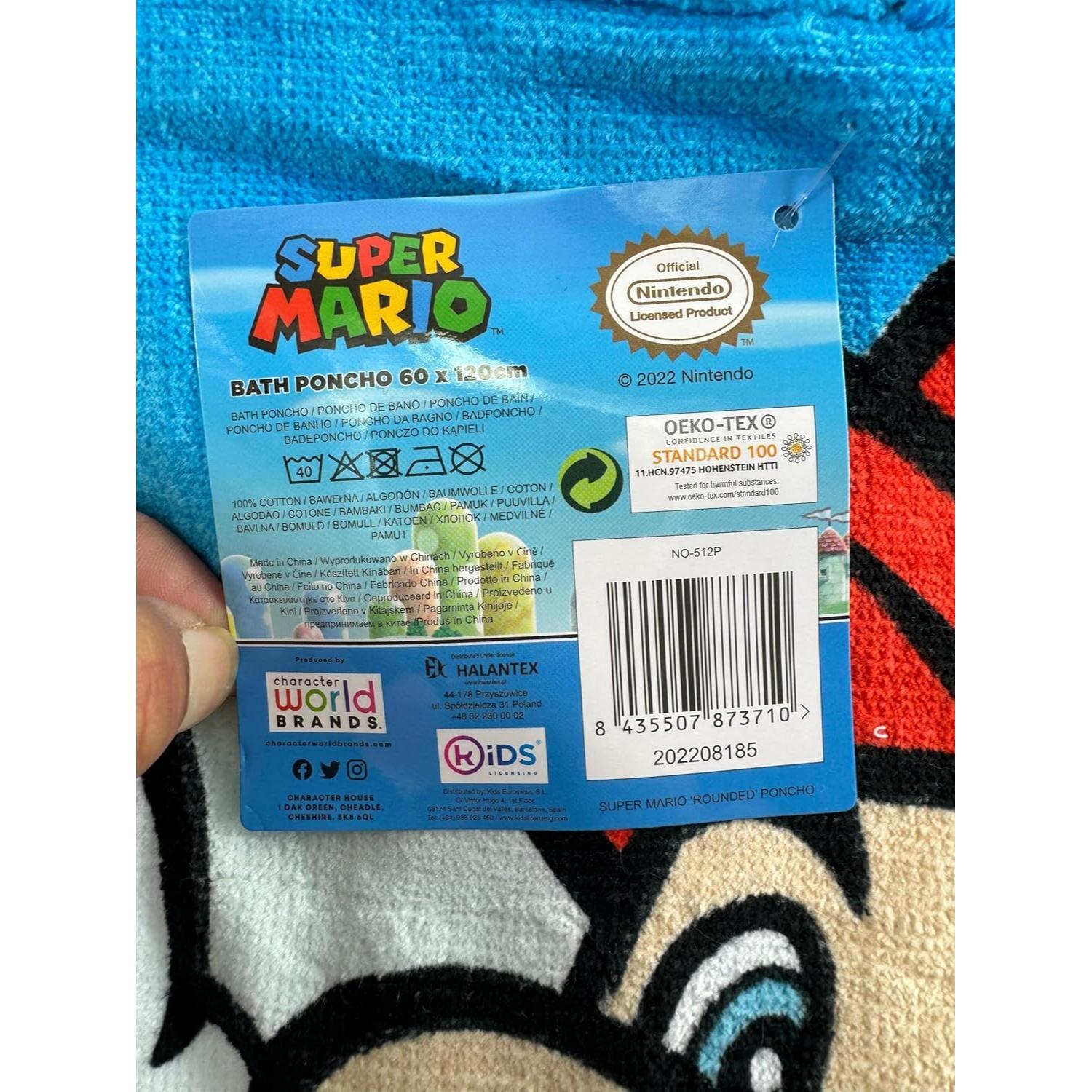 Kids Hooded Towel Poncho Cotton 120cm - Assorted