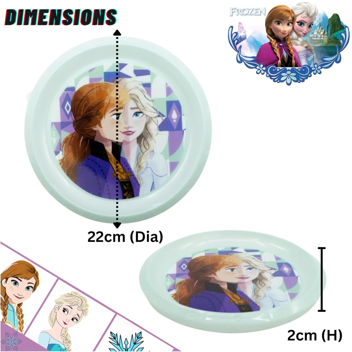 Disney Frozen Kids Licensed Reusable Plastic Plate 22cm – view 5