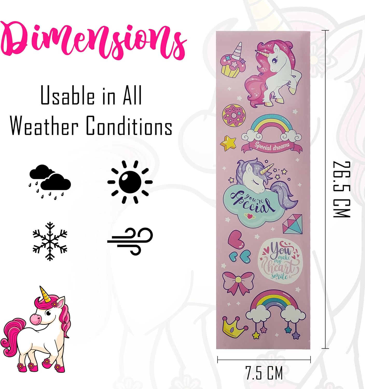 5x Waterproof Reusable Window Stickers Sheets