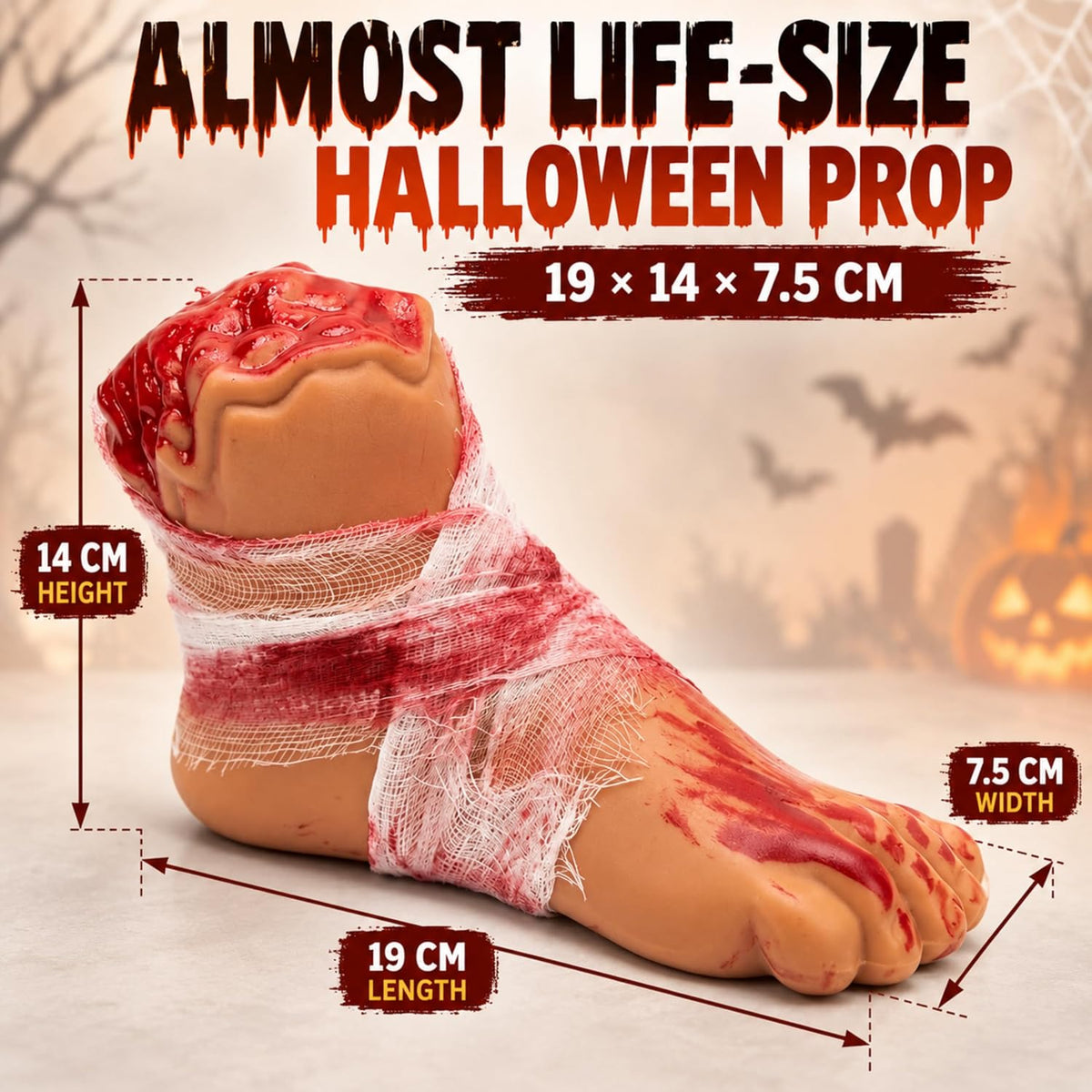 Halloween Bloodied Severed Foot Decorations 19cm