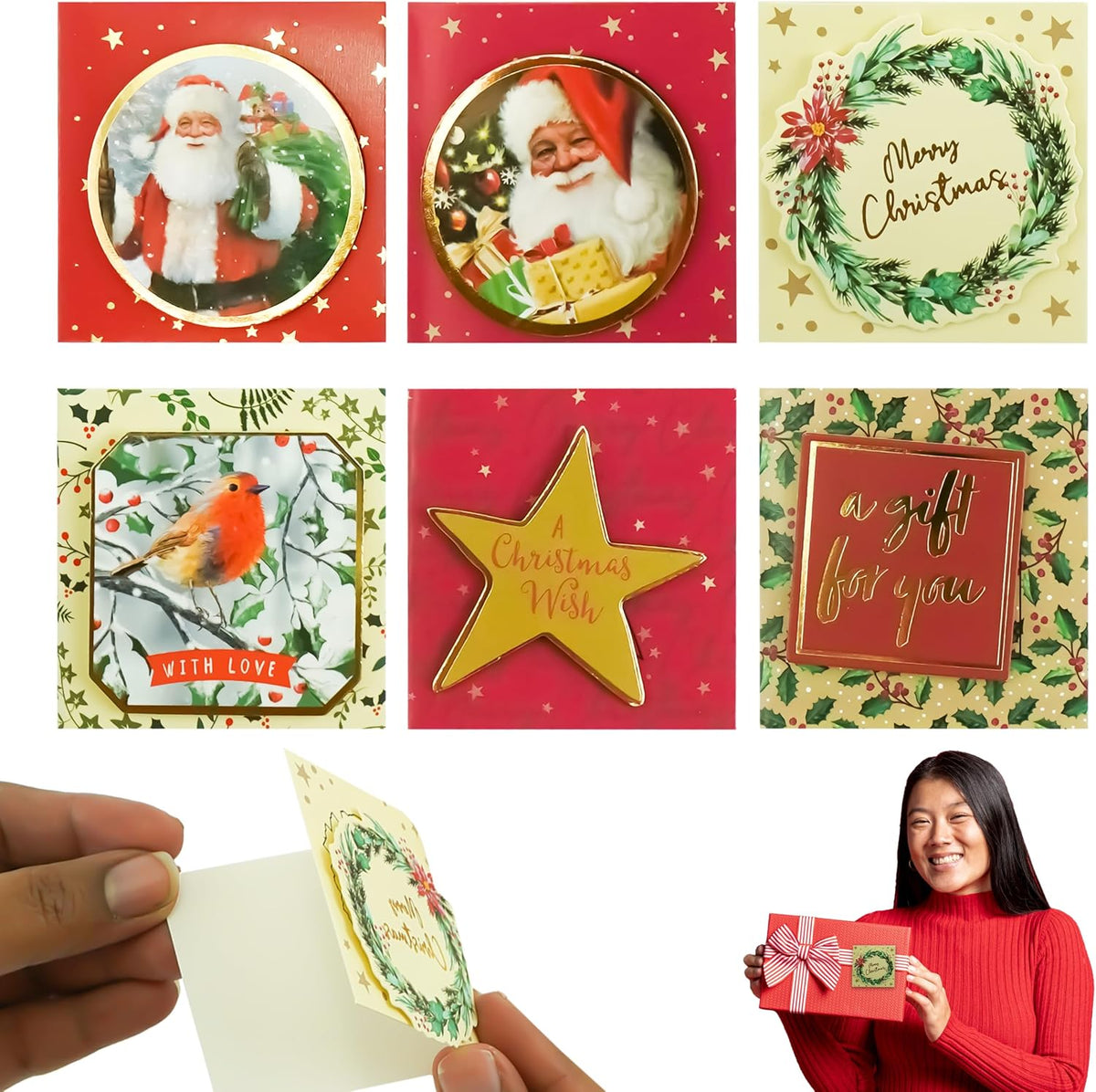 6cm Mini Hand Finished Christmas Gift Tags 18Pcs