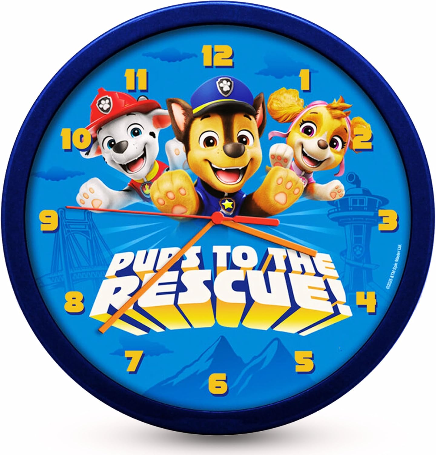 Kids Round Wall Clock 25cm - Paw Patrol (Blue)
