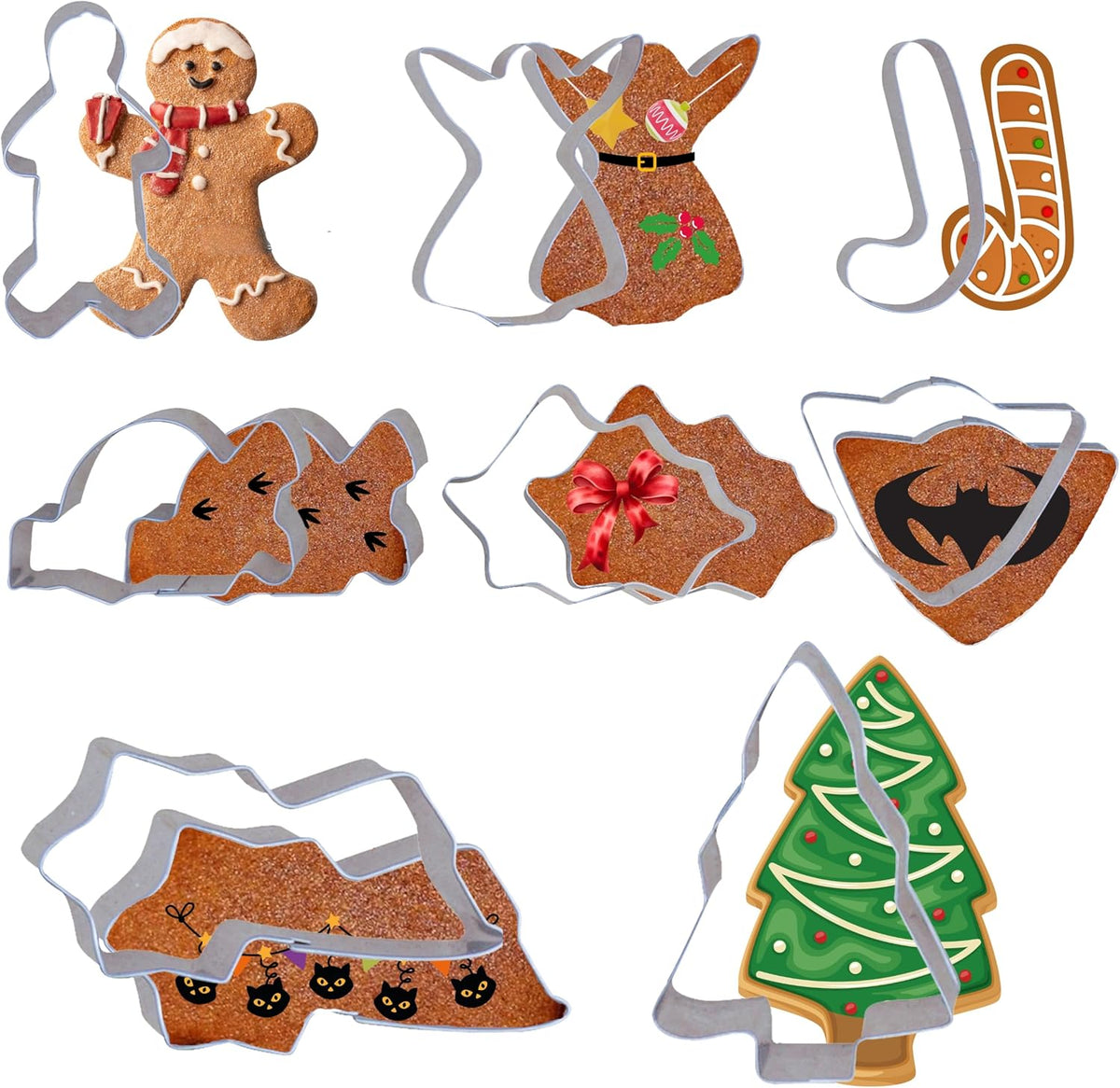 8Pcs Stainless Steel Christmas Cookie Cutters