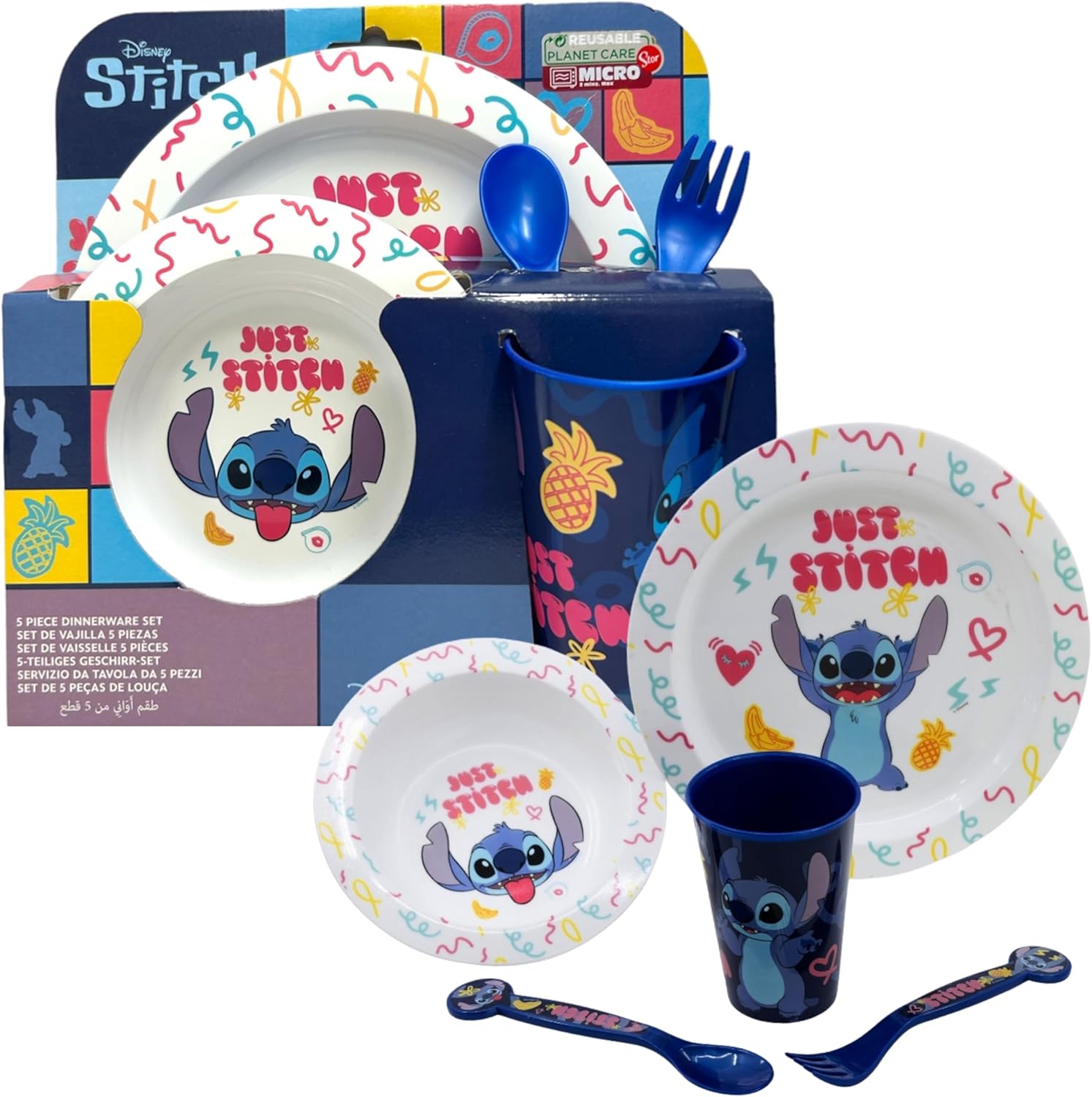 5PC Kids Cartoon Reusable Dinnerware Set