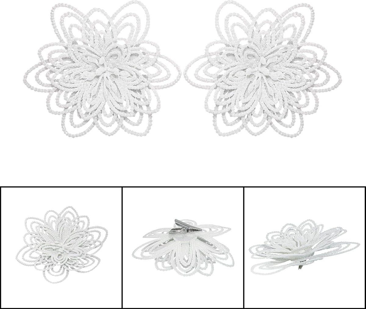2Pcs Christmas Poinsettia Ornaments 15cm