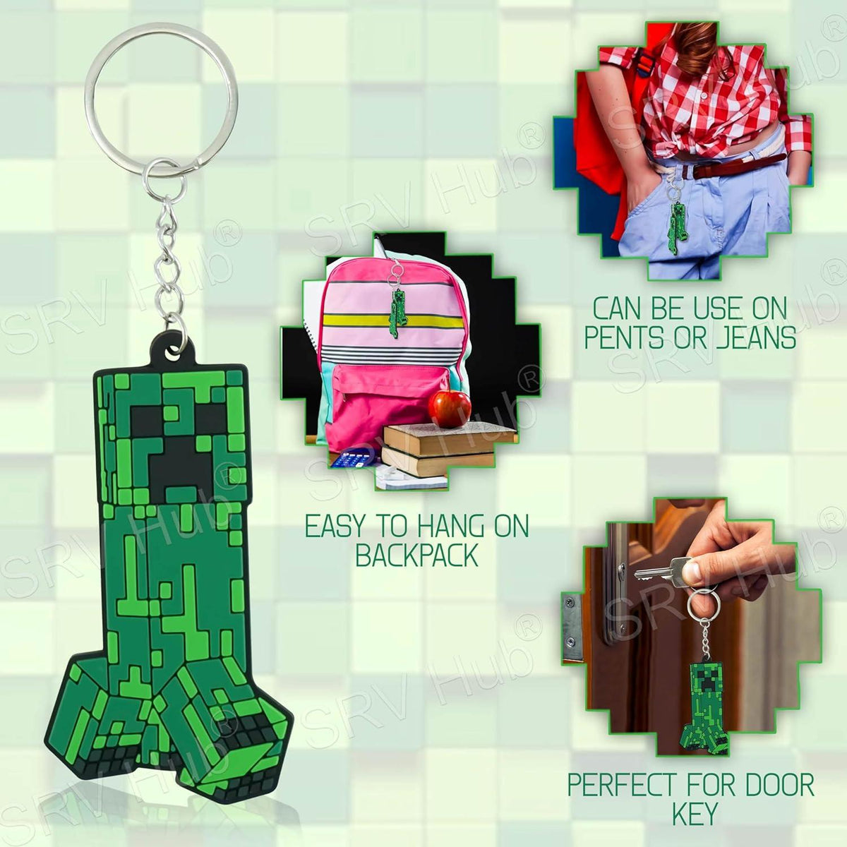 Minecraft Creeper Kids Licensed Soft PVC Minecraft Key Chain – view 4