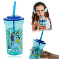 Bluey Kids Licensed Water Tumbler with Straw, 460ml