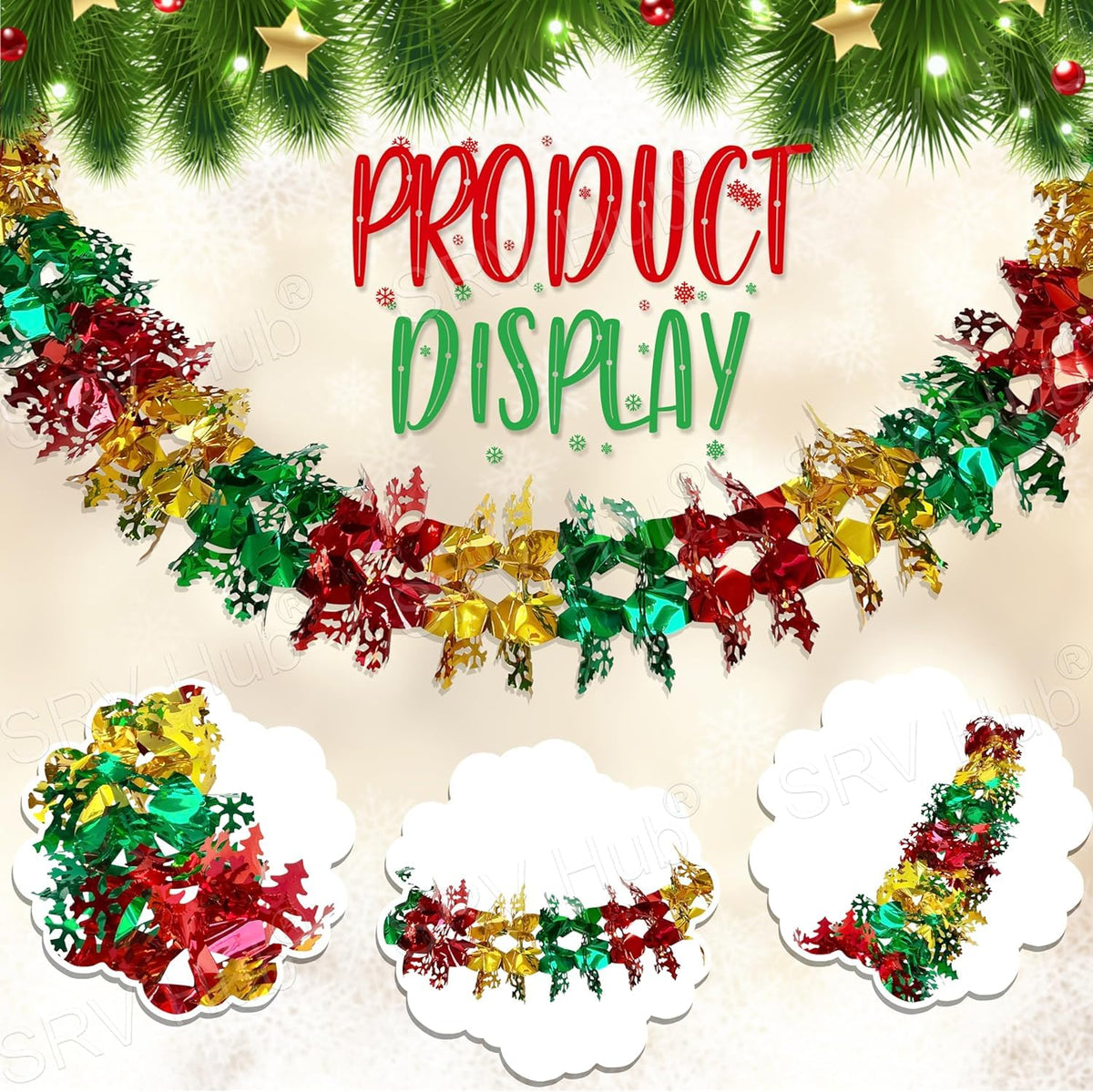 2M Long Snowflake Garland Christmas Hanging Decoration