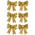 Pack of 3 Xmas Glittered Sequin Bows 2Pcs - Champagne Gold