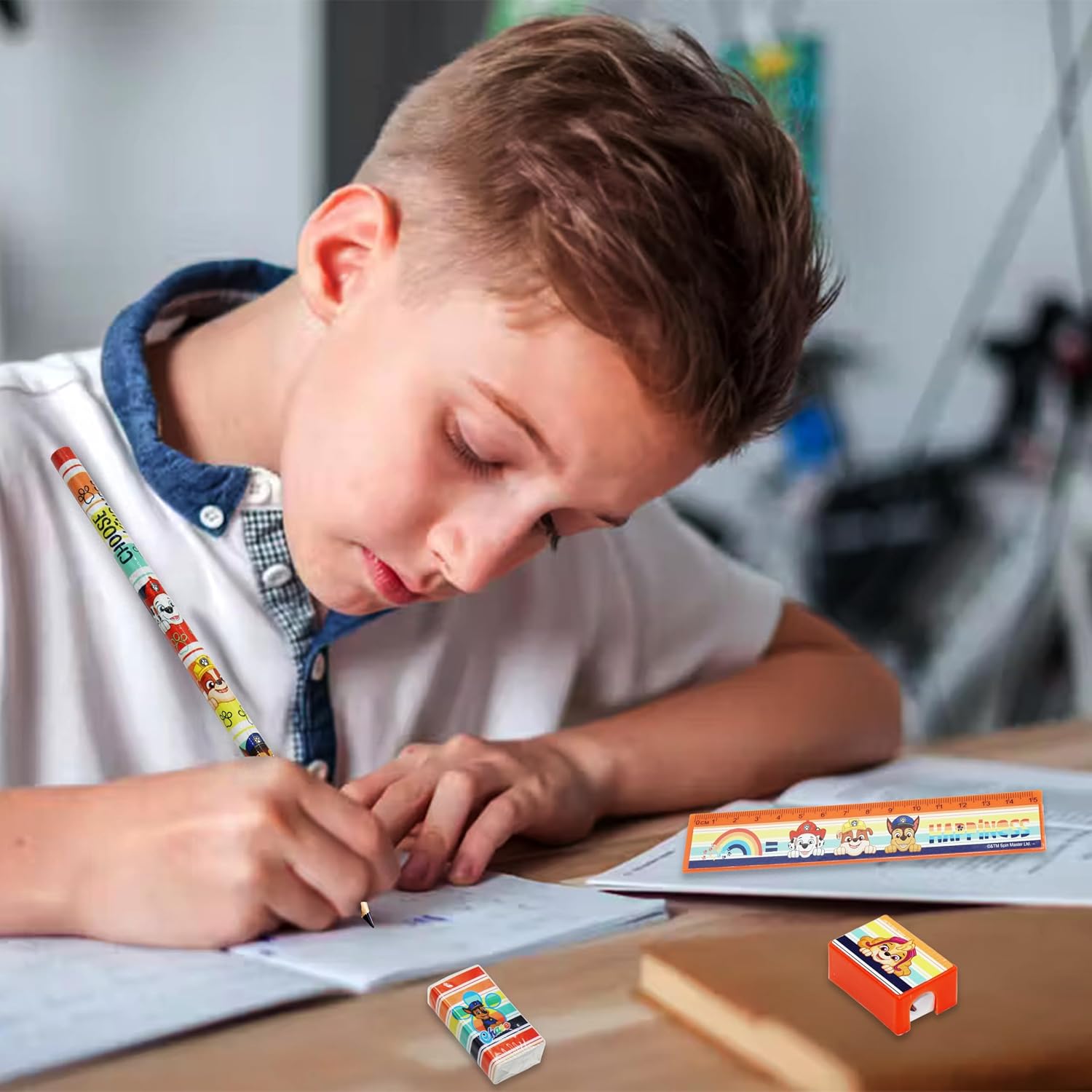 5Pcs Kids Stationery Set with 18cm Pencil Case