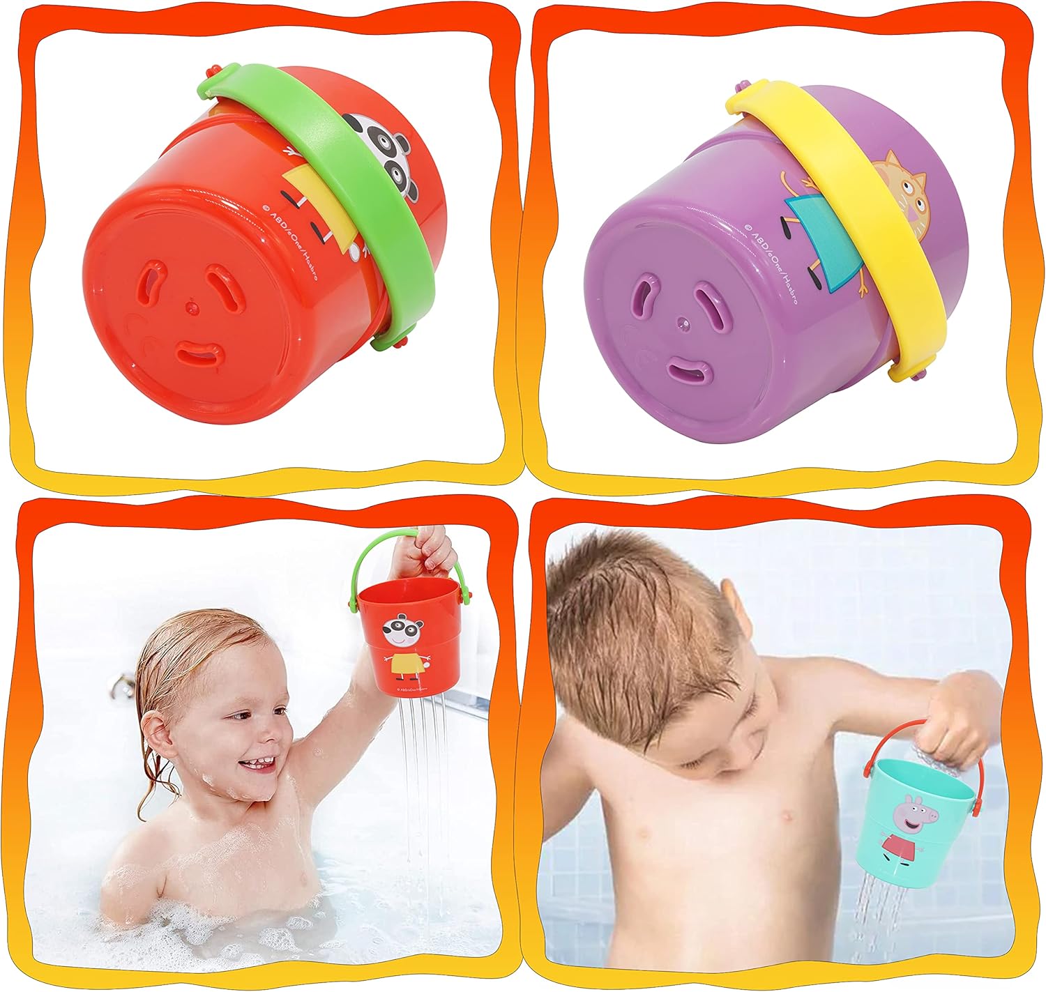 6Pcs Stackable Bath Cups Assorted Colours 11.5cm