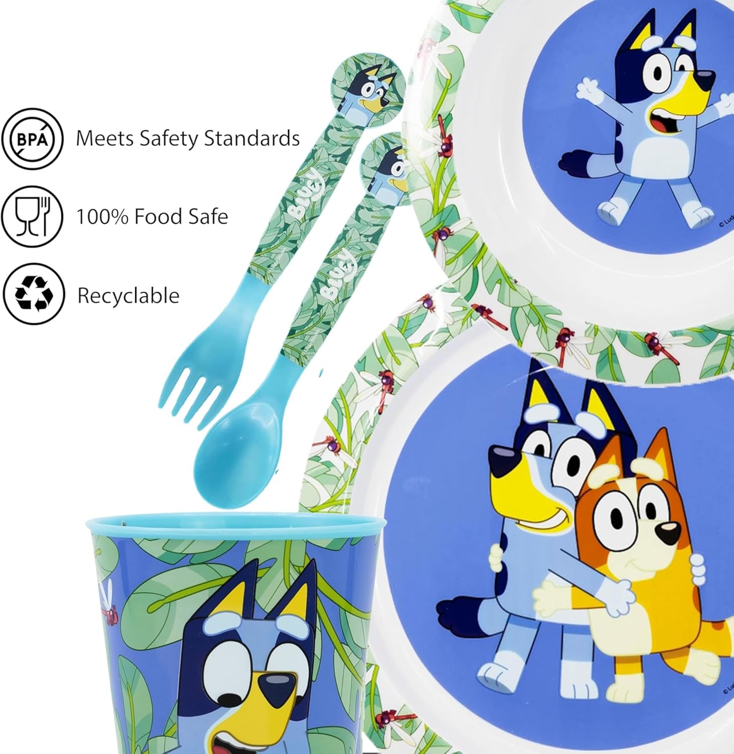5PC Kids Cartoon Reusable Dinnerware Set
