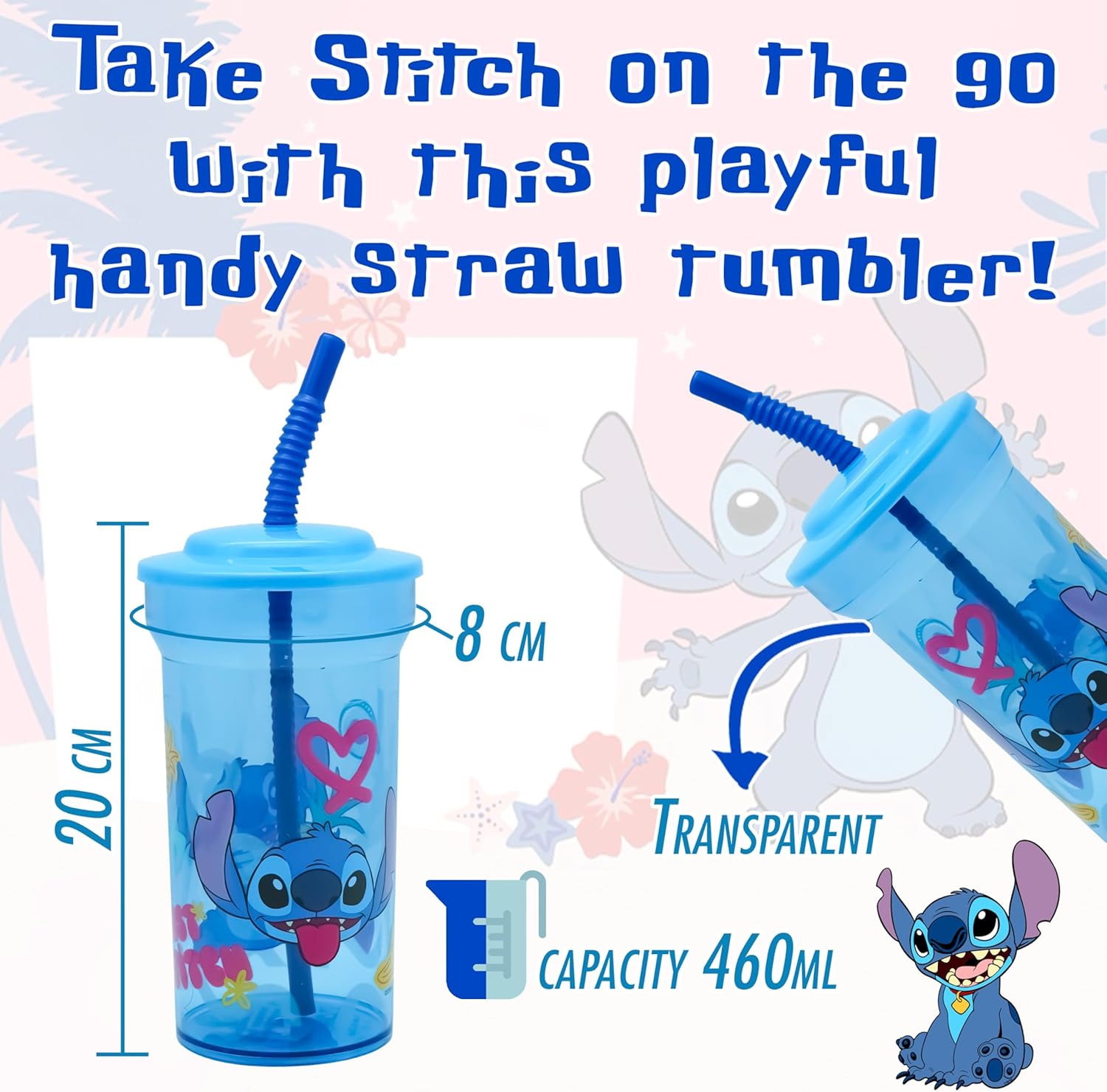 Kids Water Tumbler with Straw, 460ml