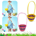 Pack of 2 Yellow/Pink 38cm Easter Large Woven Treat Basket
