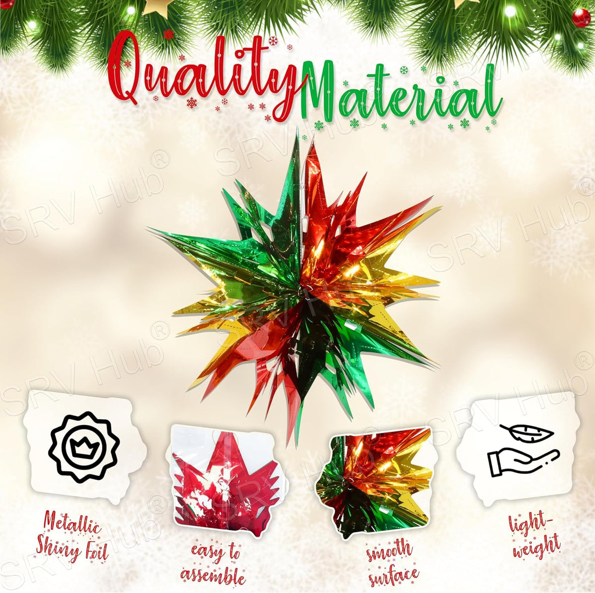 60cm Starburst Christmas Foil Hanging Decorations