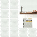 Pack of 10 Off White Triangle Pattern Adhesive Wall Tile