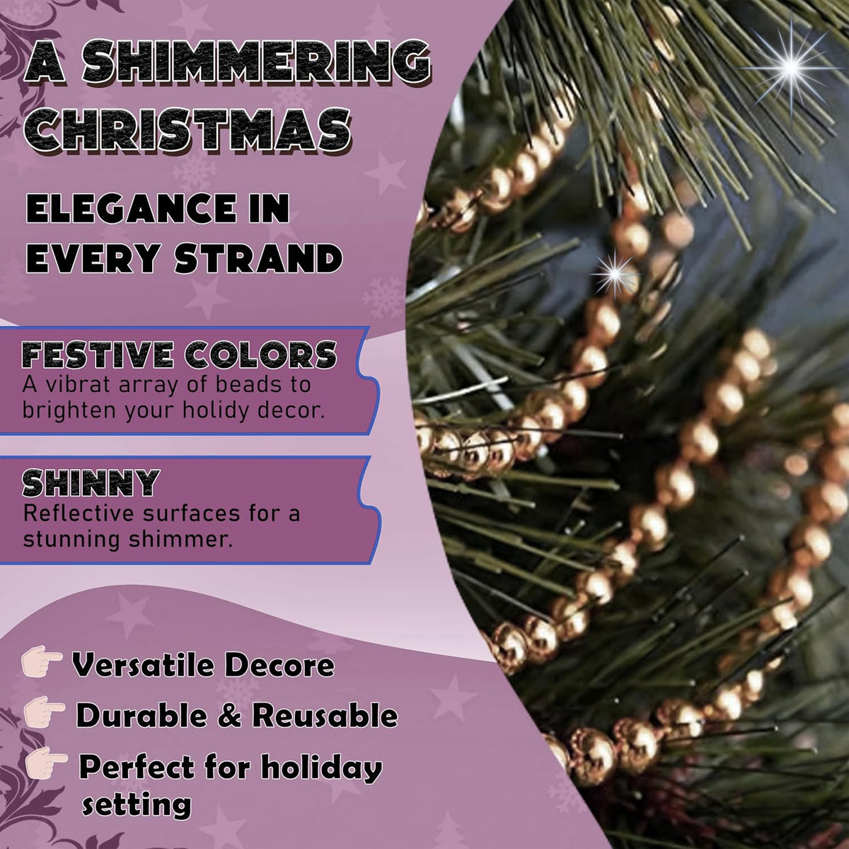 Shiny Bead Garland 8m Christmas Decoration