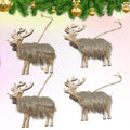 Pack Of 4-Shaggy Reindeer With Plush Body