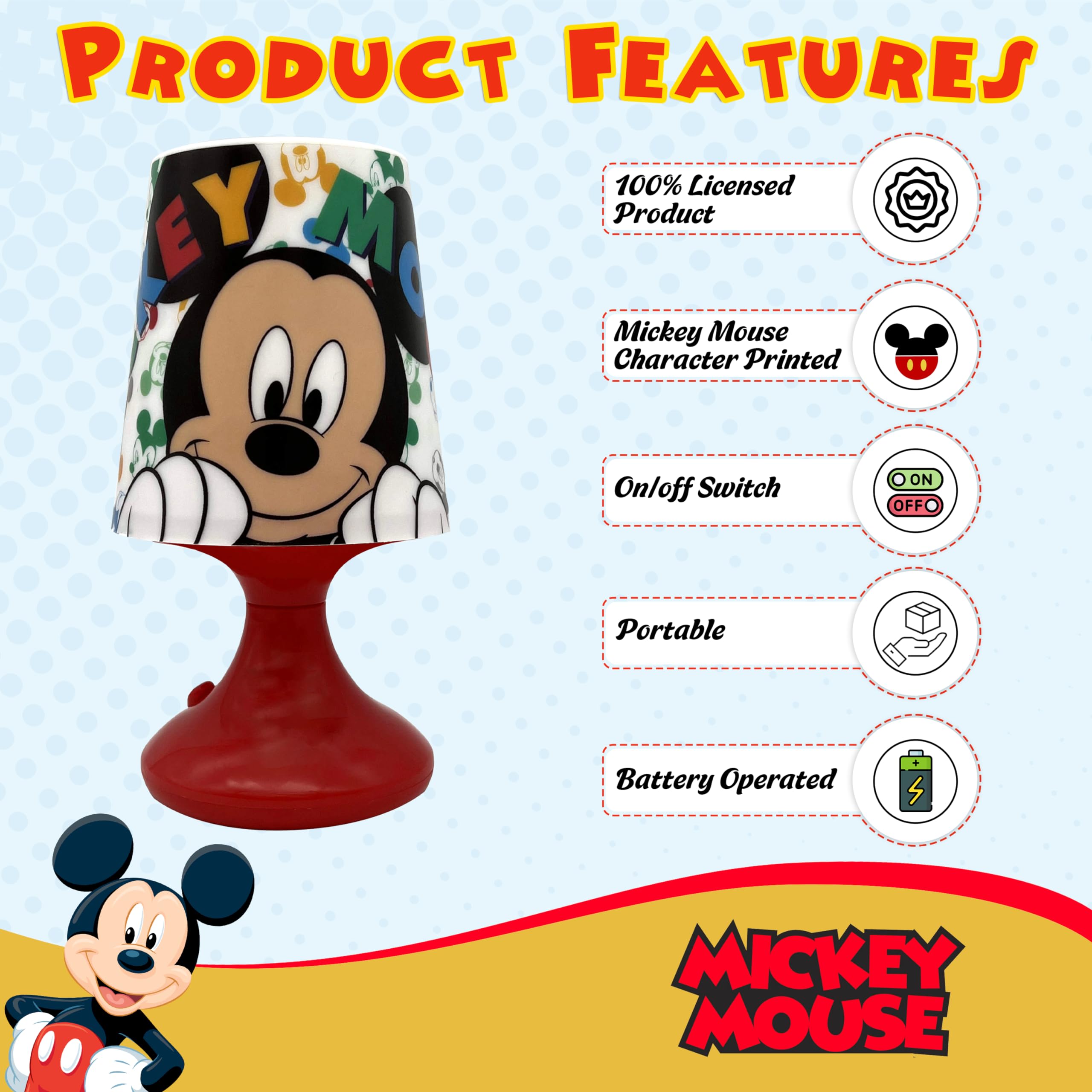 Table Lamp Battery Powered Bedside Lamp for Kids
